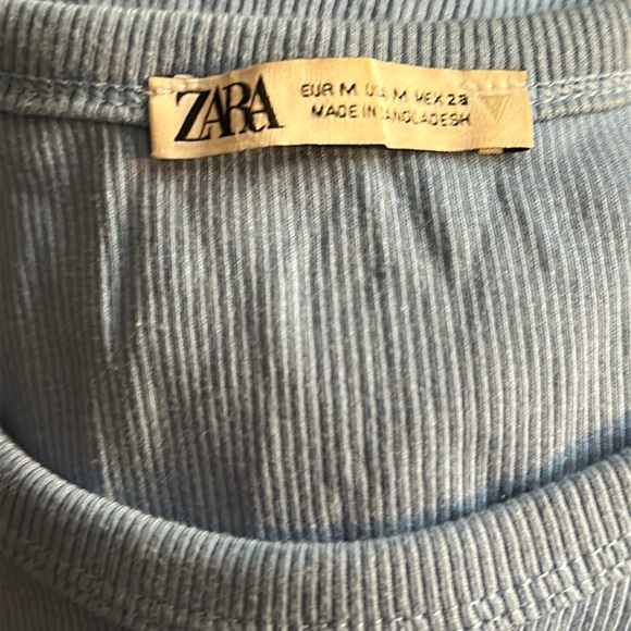 Zara Blue High Neck Cropped Tank Top Medium - Picture 5 of 5